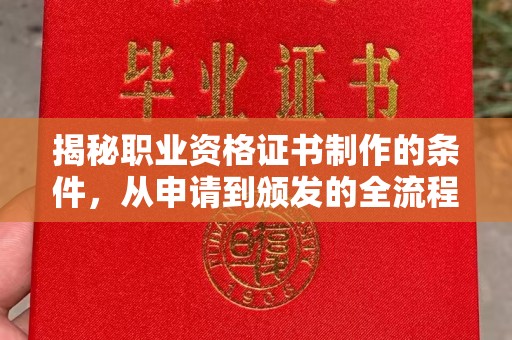 西咸揭秘职业资格证书制作的条件，从申请到颁发的全流程解析